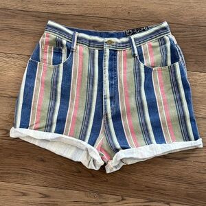 Vintage Colorful Striped Jean Shorts